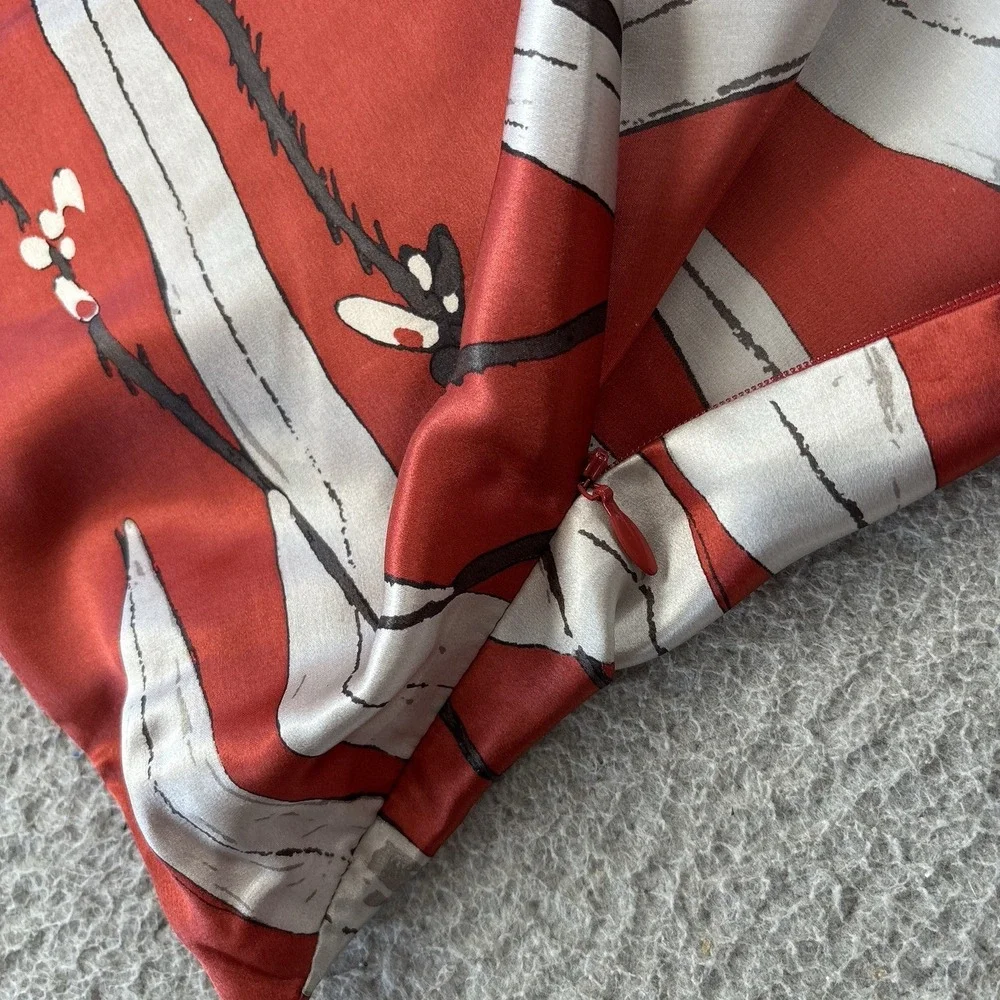 West Elm x Gemma Orkin Silk Pillow Covers 20x20 Red Black Accent Set of 2